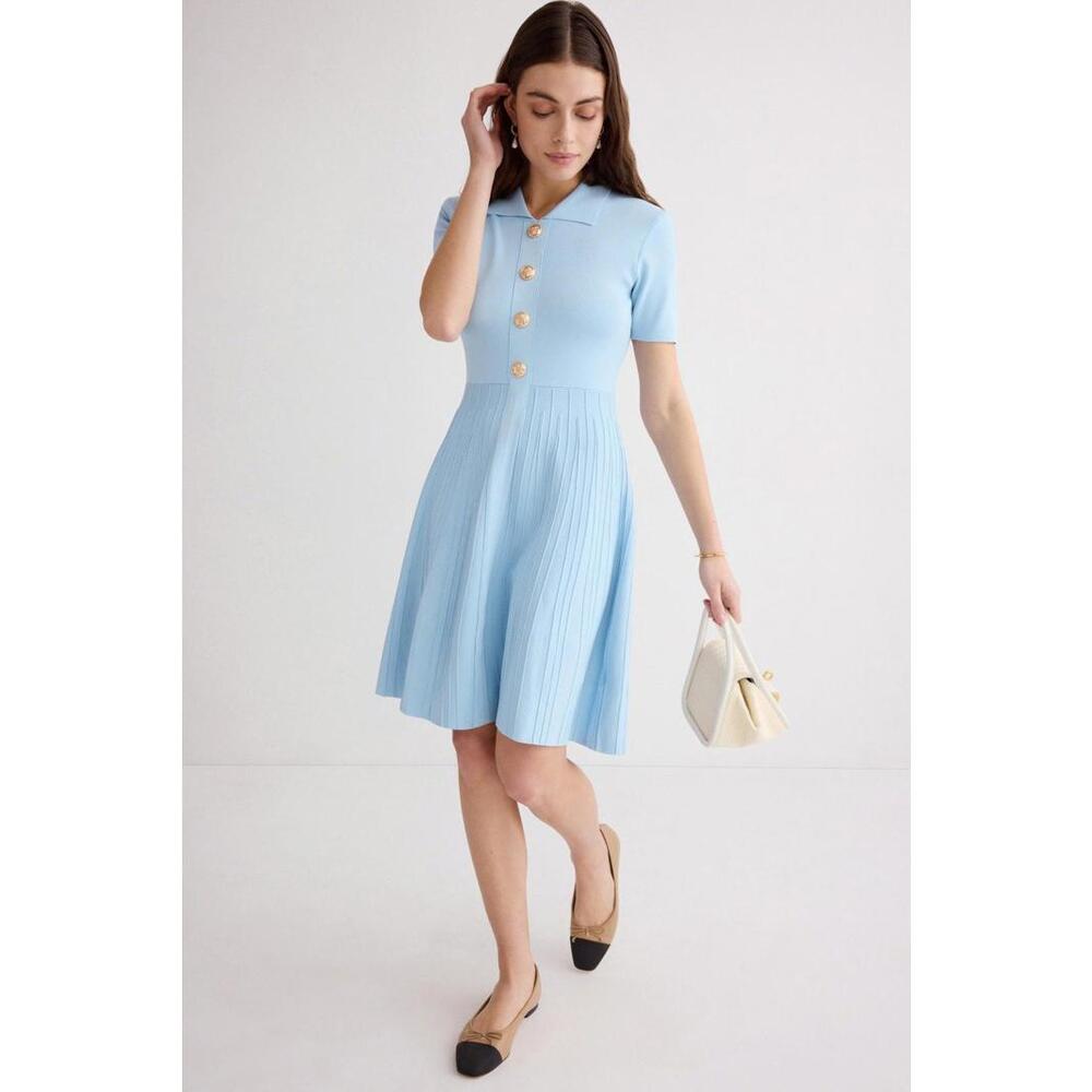 Alexia Admor Blue Soren Fit and Flare Dress Size M (With Holes)